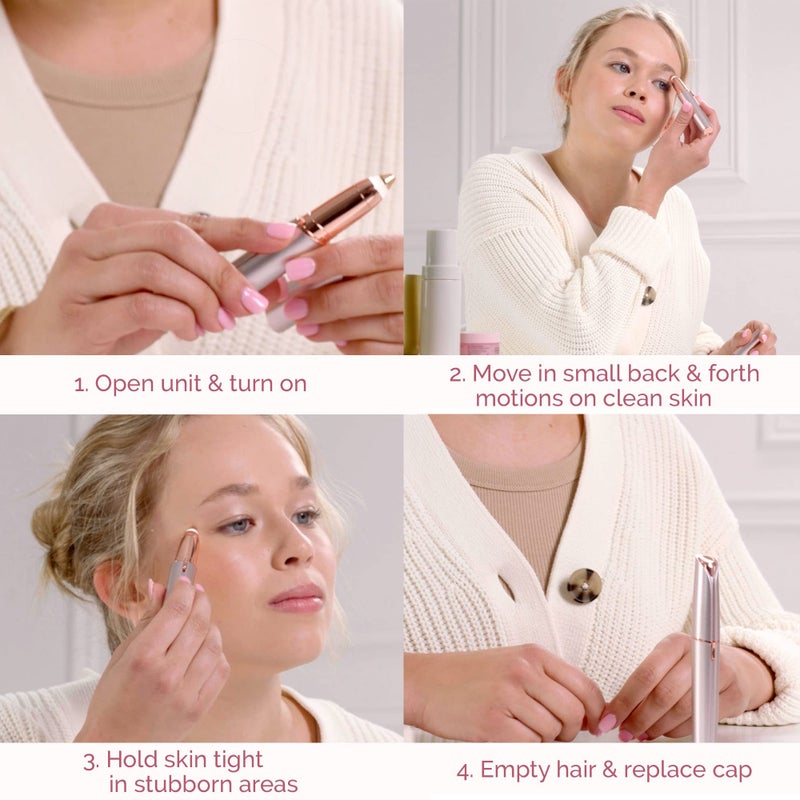 Finishing Touch Flawless Brows Eyebrow Hair Remover Electric Razor for Women with LED Light for Instant and Painless Hair Removal (White) - Image 4
