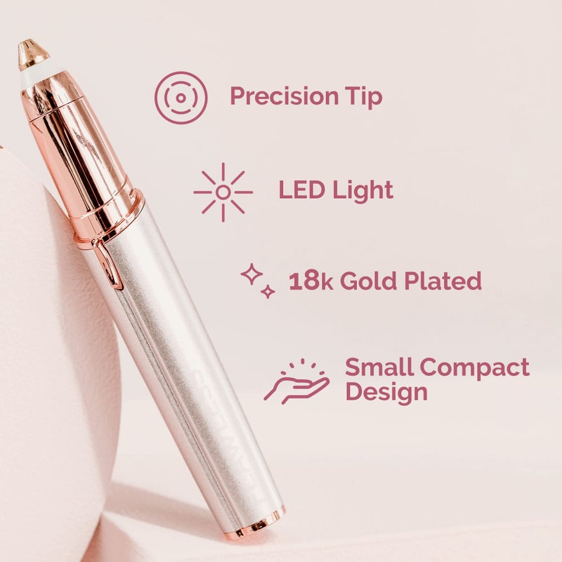 Finishing Touch Flawless Brows Eyebrow Hair Remover Electric Razor for Women with LED Light for Instant and Painless Hair Removal (White) - Image 2