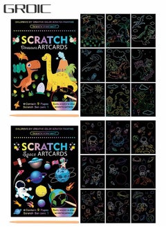 GROIC Scratch Paper Art Set, Card Scratch Art  and Crafts for Kids, Creative Black Scratch Off Coloring Drawing Toys Kits with Wooden Stylus  - Image 1
