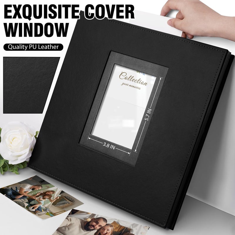 Colemoly Photo Album 4x6 600 Photos, Leather Cover Extra Large Capacity Holds 600 Horizontal and Vertical 4x6 Pictures Record Valentine's Day Christmas Holiday Commemorative Gift(Black, 600 Pockets) - Image 3