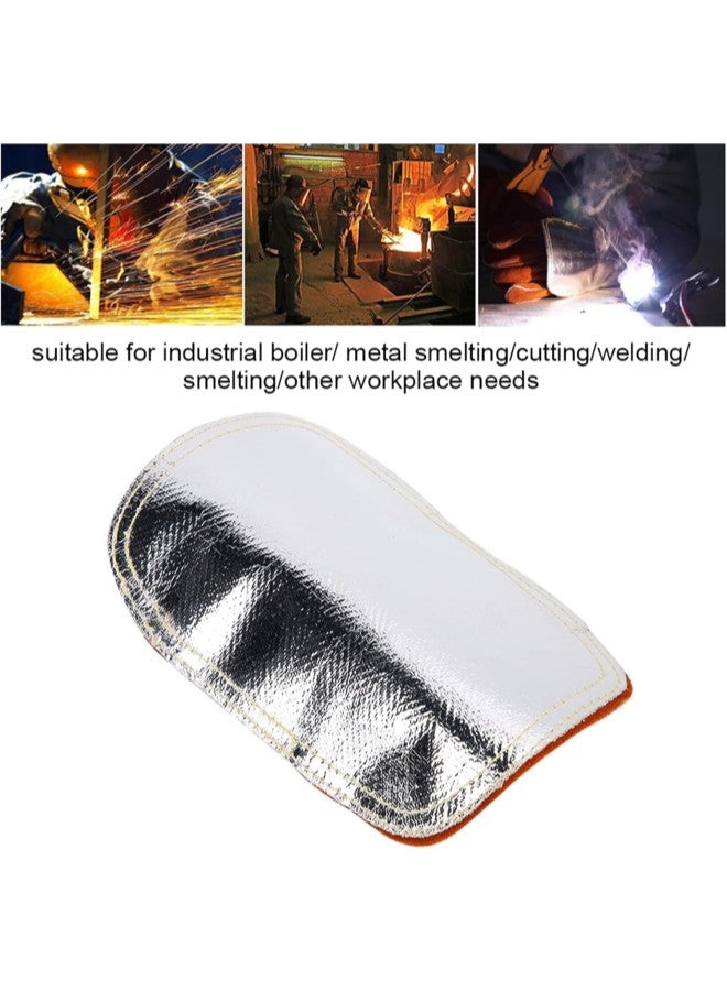 klarako Heat Shield for Ordinary Welding Gloves, High Temperature Resistant Welding Hand Pad for Industrial Boiler, Metal Smelting - Split Cowhide Leather, Aluminized Back  - Image 3