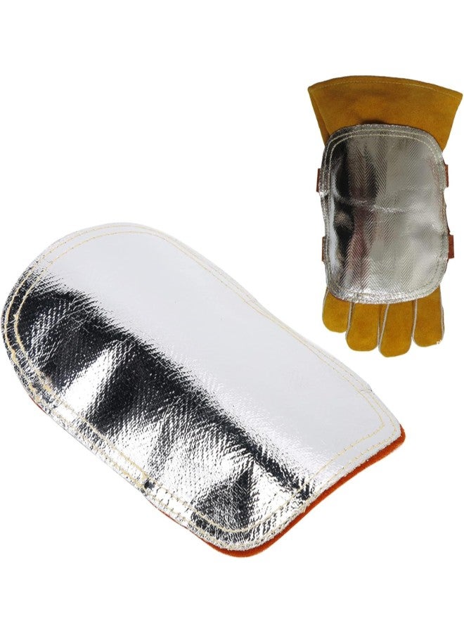 klarako Heat Shield for Ordinary Welding Gloves, High Temperature Resistant Welding Hand Pad for Industrial Boiler, Metal Smelting - Split Cowhide Leather, Aluminized Back  - Image 4