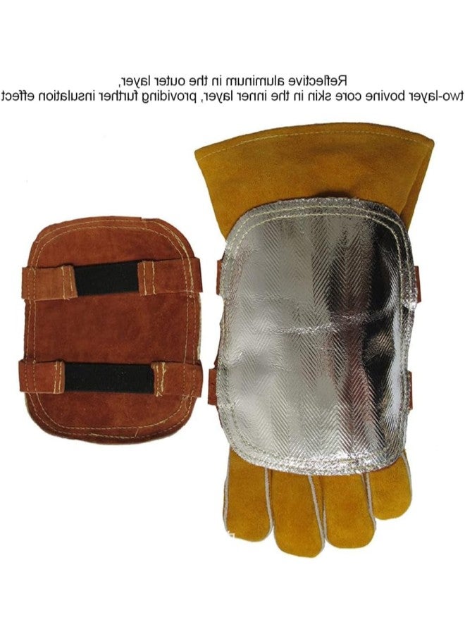 klarako Heat Shield for Ordinary Welding Gloves, High Temperature Resistant Welding Hand Pad for Industrial Boiler, Metal Smelting - Split Cowhide Leather, Aluminized Back  - Image 2