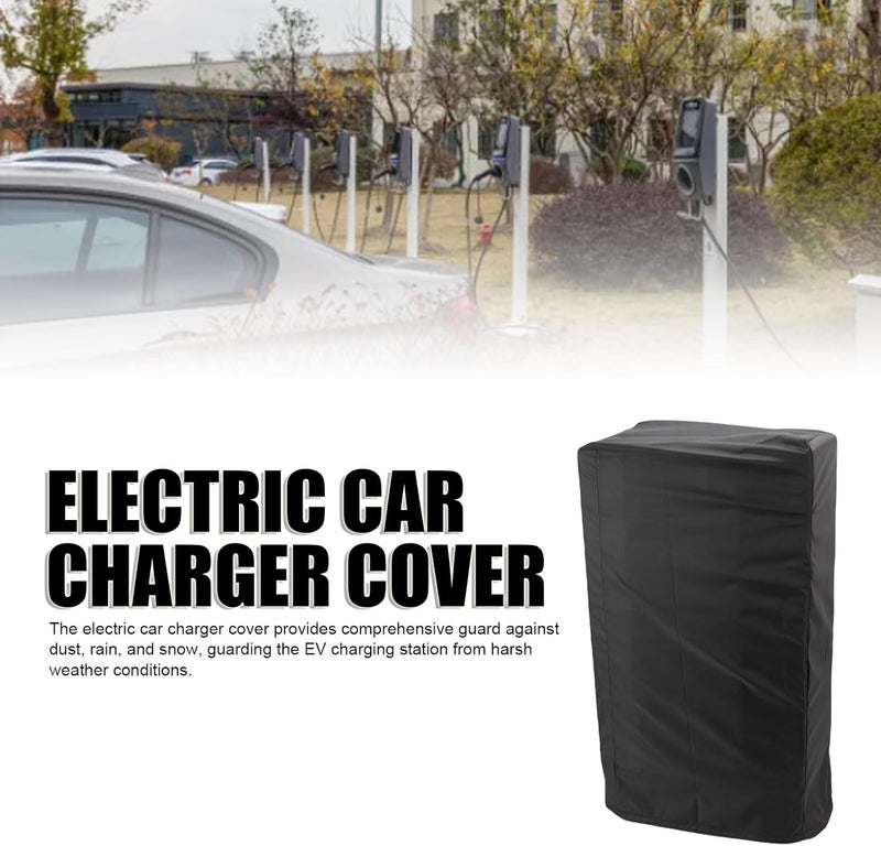 Goshyda Electric Car Charger Cover, Dust Rain Snow Sun Proof EV Charging Station Cover, Oxford Fabric Charger Station Protector Cover for Outdoor (Black) - Image 2
