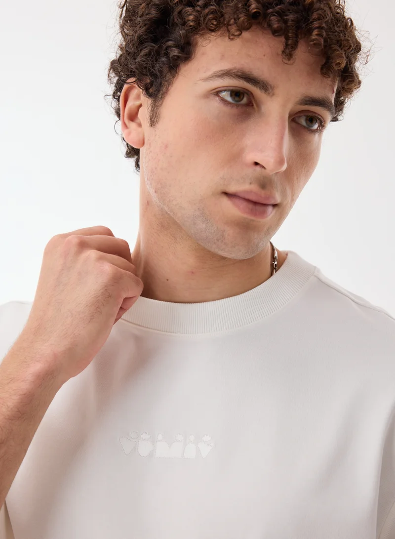 Ashita Fernandes  Adrian Men’s White Cotton Blend T-Shirt – Fitted Round Neck Half Sleeve Slip-On Casual Wear for Men | Best Price UAE