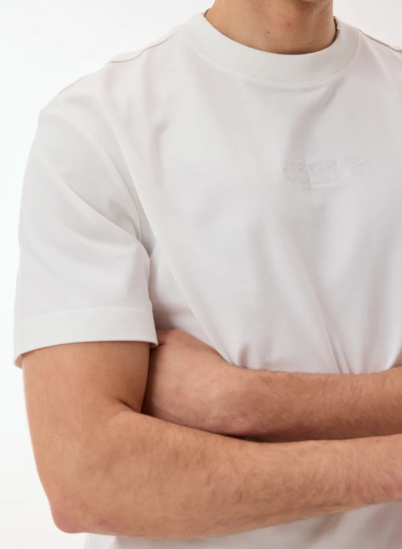 Ashita Fernandes  Adrian Men’s White Cotton Blend T-Shirt – Fitted Round Neck Half Sleeve Slip-On Casual Wear for Men | Best Price UAE