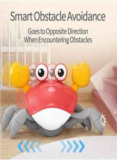 Gerenic Red Crawling Crab Toys with Light Up, Interactive Musical Toy with Automatically Avoid Obstacles, USB Rechargeable, Fun Moving Toy for Kids  - Image 2