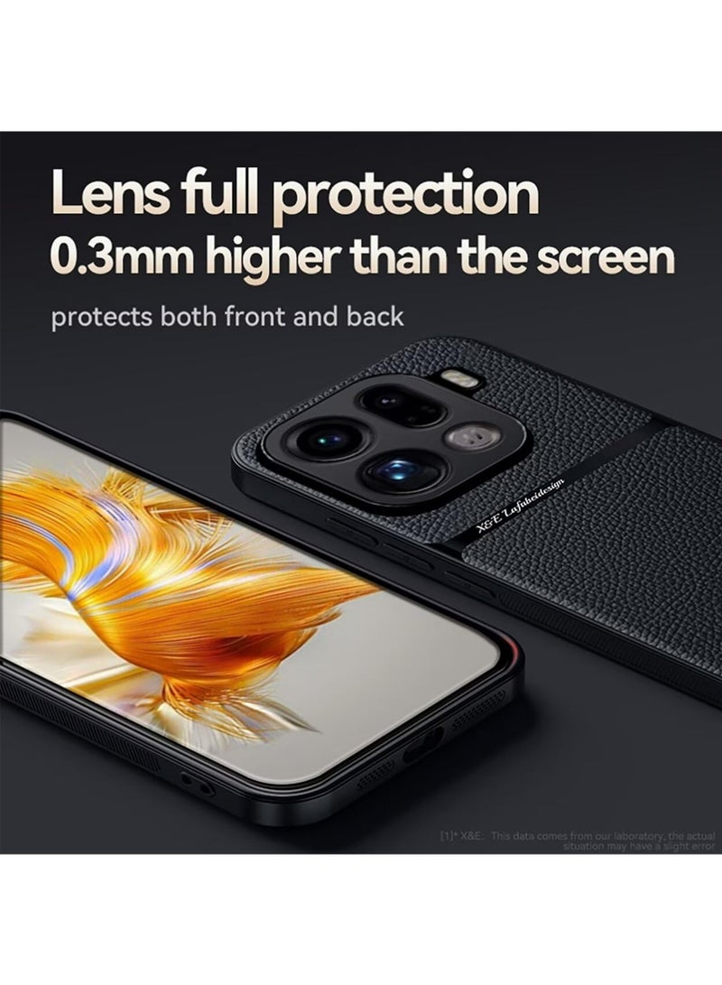 إكس ليفيل القضية لـ Oppo Find X9 Pro ، الجلد الممتاز TPU النسيج الهجين السيليكون غطاء حالة الهاتف غير المنزلق والمقاوم للصدمات - أسود - Image 4