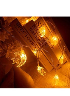 بيوينتي 4 قطع 3 متر 20 مصباح LED زينة رمضان على شكل نجمة وقمر لحفلات القمر الجديد وحفلات الزفاف ومناسبة للغرفة والمبيت وغرفة المعيشة (دافئة)  - Image 3