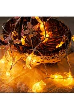 بيوينتي 4 قطع 3 متر 20 مصباح LED زينة رمضان على شكل نجمة وقمر لحفلات القمر الجديد وحفلات الزفاف ومناسبة للغرفة والمبيت وغرفة المعيشة (دافئة)  - Image 2