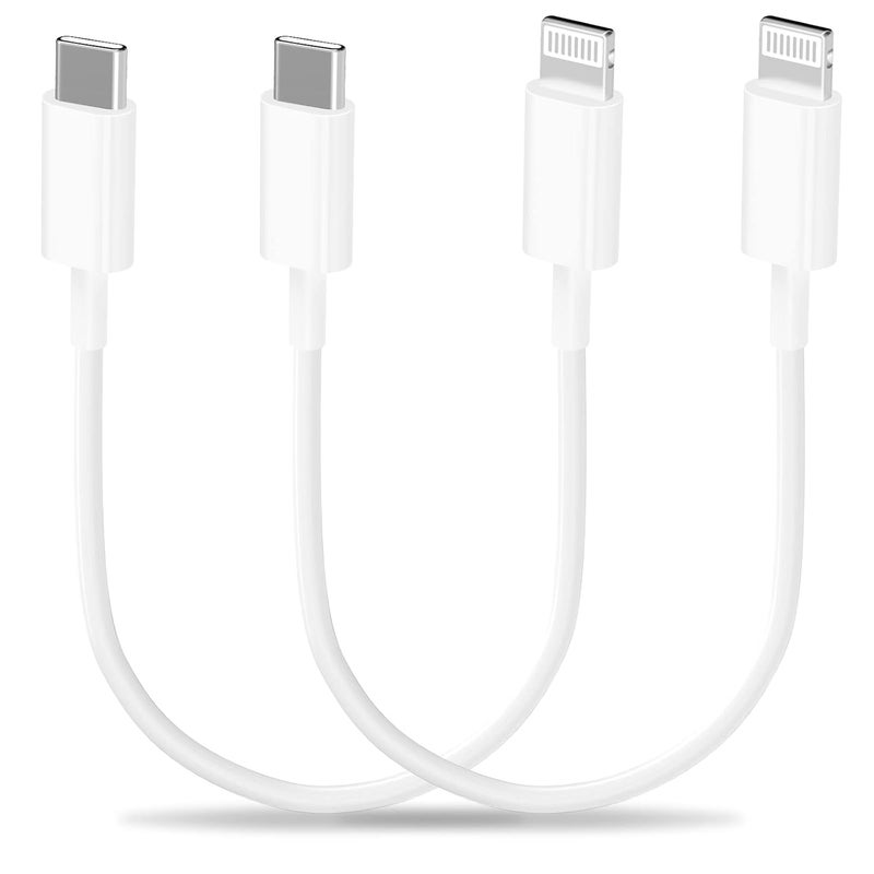 ايسبي كابلز [معتمد من Apple MFi] كابل USB C إلى Lightning قصير (8 بوصة)، 2 قطعة شاحن iPhone كابل شحن سريع كابل توصيل طاقة ومزامنة بيانات لأجهزة Apple iPhone 14/13/12/11Pro/XS/XR/8/7/iPad/Airpods/PowerBank - Image 1