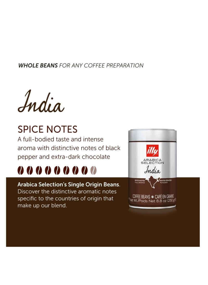 Illy - illy Coffee, Arabica Selection Whole Bean India, Single Origin, 100% Arabica Coffee, All-Natural, No Preservatives, 250g (Pack of 1) - Image 1