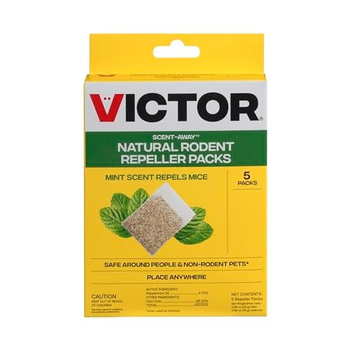 Victor M805 Scent-Away Natural Rodent Repeller – Peppermint Oil Mouse and Rat Repellent – 5 High-Strength Rodent Repelling Sachets Included - Image 1
