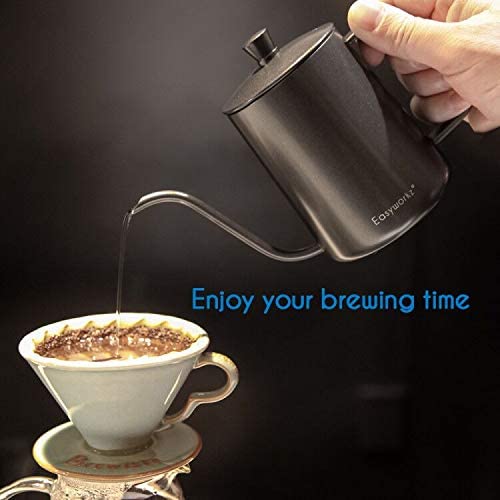Easyworkz Gage Gooseneck Pour Over Coffee Kettle 12 oz Stainless Steel Hand Drip Coffee Pot With Long Narrow Spout - Image 4
