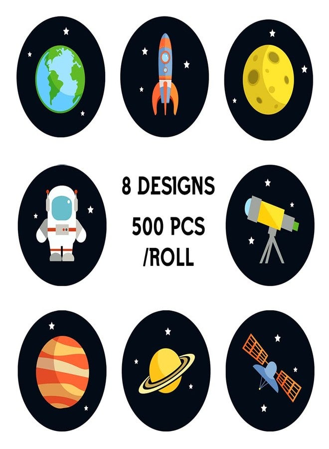 REWIDPARTY Motivational Stickers Rolls for Kids & Students - Cute Space Theme Incentive Stickers for School & Classroom (500 Per Roll) - Image 2