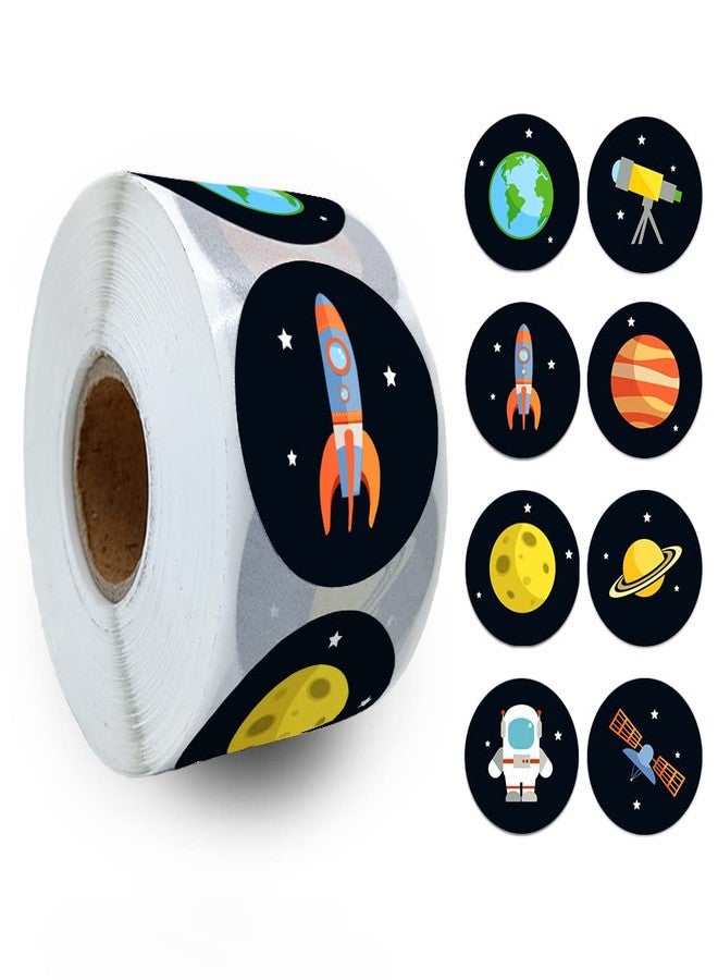 REWIDPARTY Motivational Stickers Rolls for Kids & Students - Cute Space Theme Incentive Stickers for School & Classroom (500 Per Roll) - Image 1