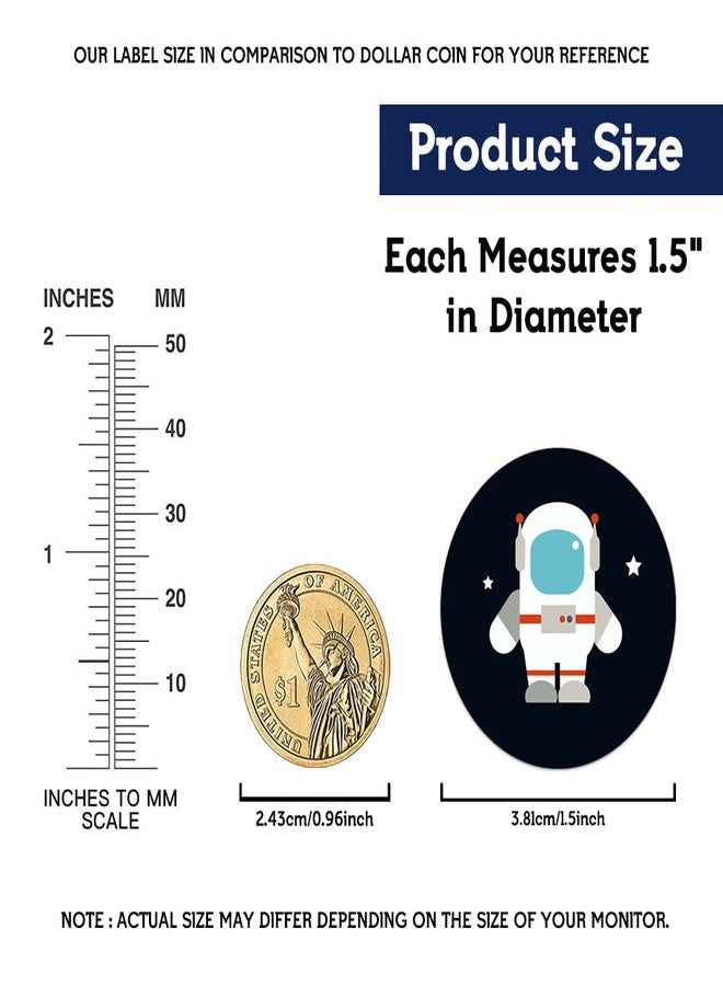 REWIDPARTY Motivational Stickers Rolls for Kids & Students - Cute Space Theme Incentive Stickers for School & Classroom (500 Per Roll) - Image 3