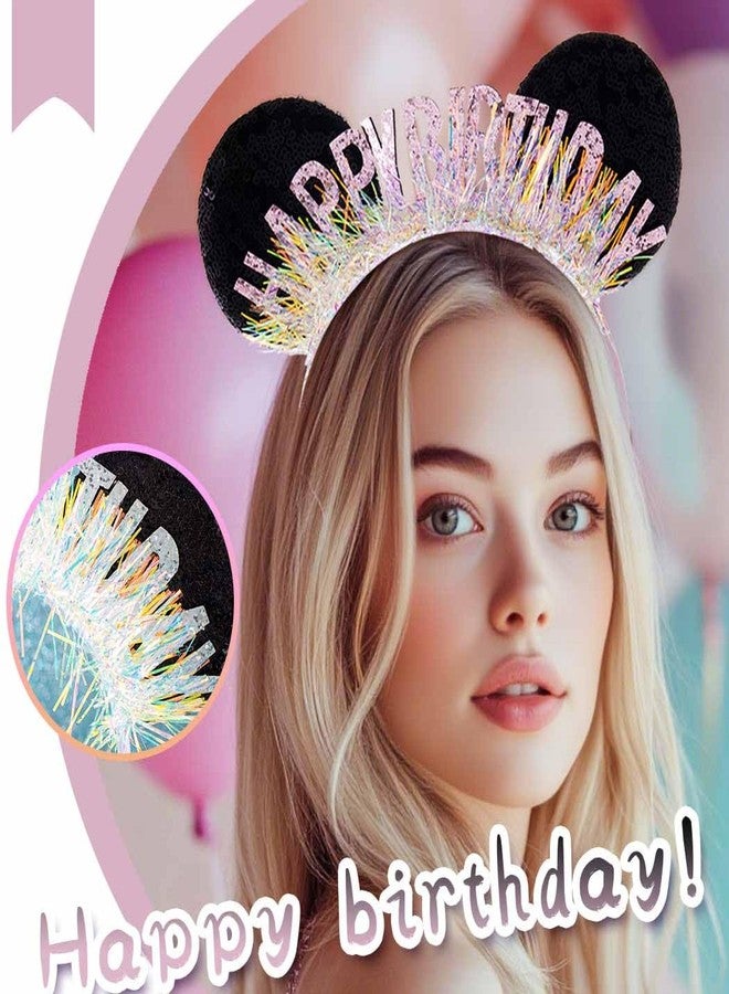 أسورنا طوق رأس بتصميم آذان فأر من Aceorna، طوق شعر لعيد ميلاد سعيد، إكسسوارات شعر بتصميم آذان فأر للنساء (وردي، مقاس واحد) - Image 5