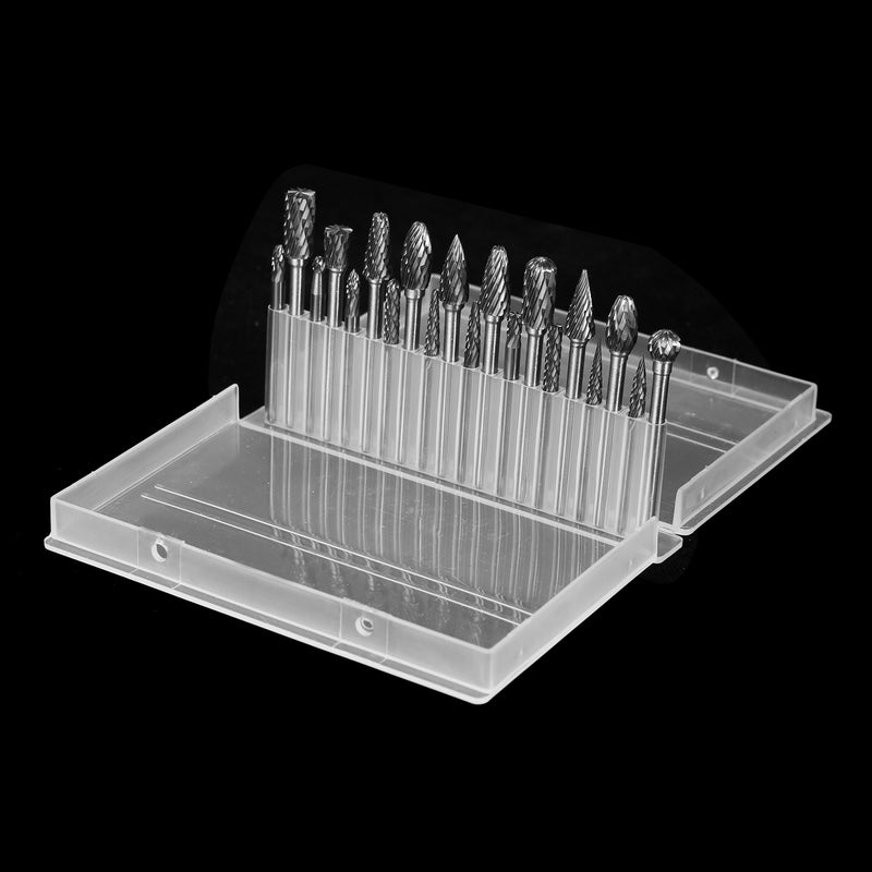 20pcs Double Cut Carbide Rotary Burr Set 1/8in Shank 1/4in and 1/8in Head Size Tungsten Steel Rotary Files Die Grinder Bits for Woodworking Drilling Metal Craving Engraving Polishing - Image 5