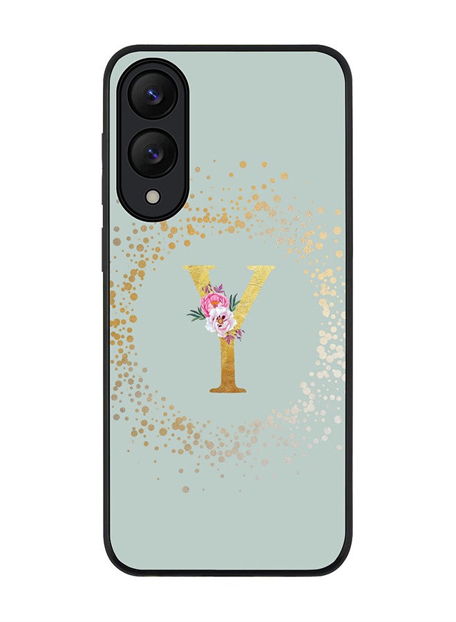 Stylizedd For Samsung Galaxy S25 Edge Case,Slim fit Camera Protection, Shockproof Thin Phone cover  - Custom Monogram Floral - Y  (Light Grey )