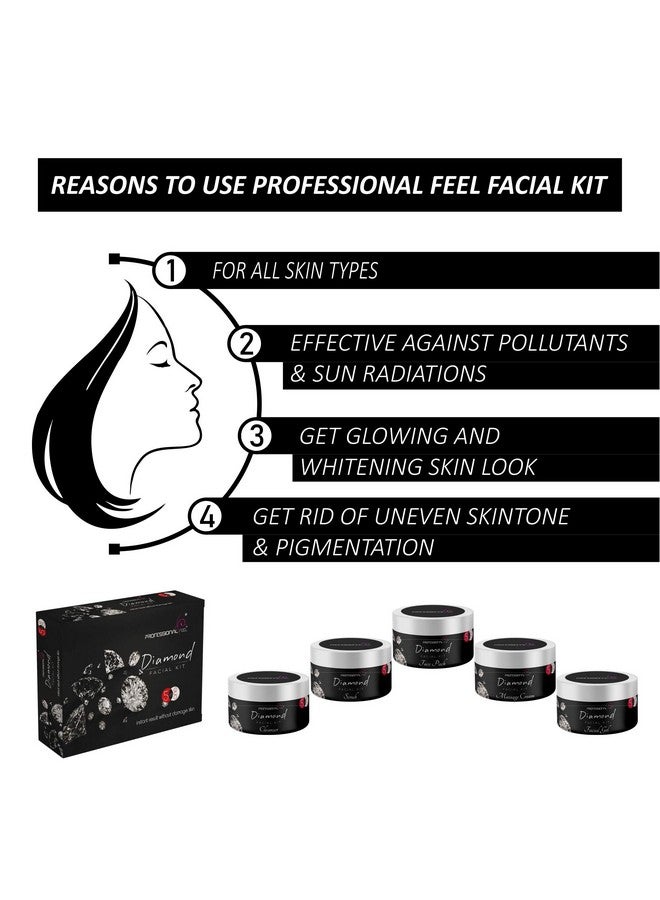 professional feel مجموعة الوجه الاحترافية الماسية + تبييض البشرة وشدها، مجموعة تفتيح للبشرة لجميع أنواع البشرة للجنسين (طقم من 5) 500 جرام - Image 2