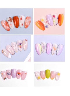 SYOSI 12 Sheets 3D Nail Art Stickers Decals, Nail Stickers for Women Kids Girls Self Adhesive Nail Toe Decals for DIY Nail Art Decoration Include Hearts Stars Flowers Rainbow Letters Cherry Ect  - Image 2