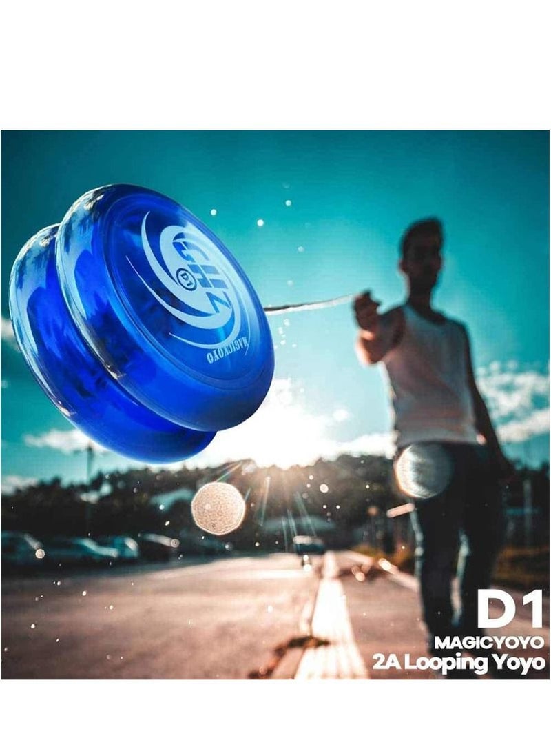 SYOSI - D1 GHZ Looping Yoyo Responsive Yoyo Ball for kids, Beginner Yoyo, Easy to Play and Practise Basic Looping Tricks, with 6 Yoyo Strings, Yo-Yo Glove, Yo Yo Bag (D1 - Blue) - Image 1