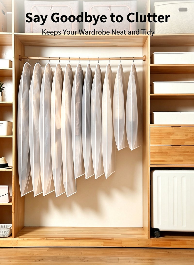 6PCS Transparent Dustproof Garment Covers – 60x120cm Zippered Hanging Storage Bags for Suits, Jackets & Dresses – Moisture-Proof Closet Protectors – Perfect for Home, Dorms & Travel Organization - Image 3