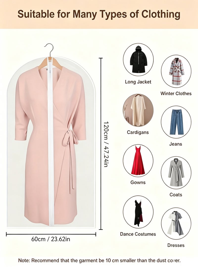 6PCS Transparent Dustproof Garment Covers – 60x120cm Zippered Hanging Storage Bags for Suits, Jackets & Dresses – Moisture-Proof Closet Protectors – Perfect for Home, Dorms & Travel Organization - Image 2