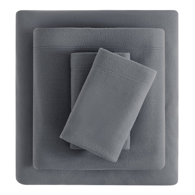 Viviland Bed Linen Set  Soft Plush Micro Fleece Queen Sheet with Deep Pocket  Dark Grey