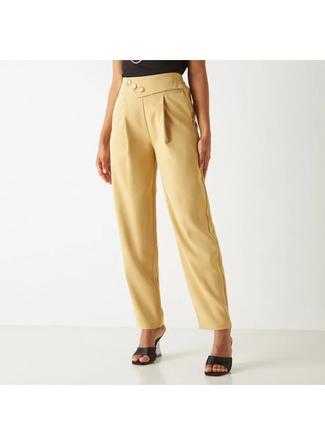 2Xtremz 2Xtremz Tapered Trousers with Pleat Detail and Button Closure