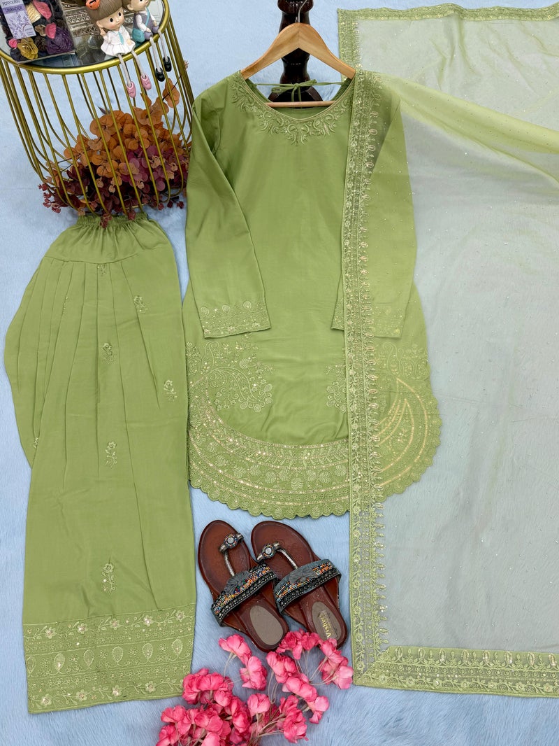 ANAITA Green Crepe Readymade Suit with Embroidery & Sequence Work - Image 3