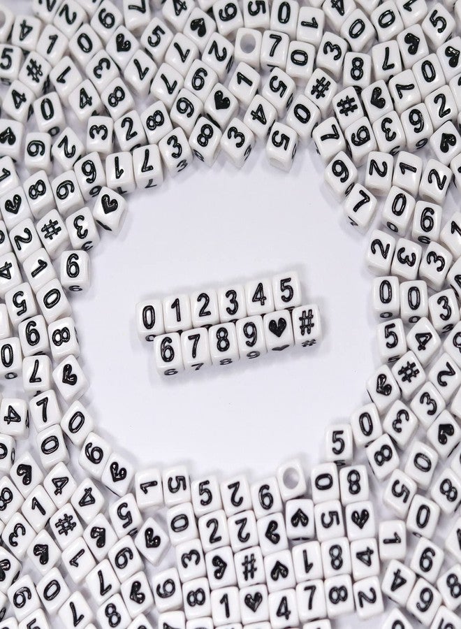 Melius 500Pcs Acrylic Number Beads for Jewelry Making, DIY Necklaces, Key Chains, Bracelets (6x6 Square, White) - Image 1