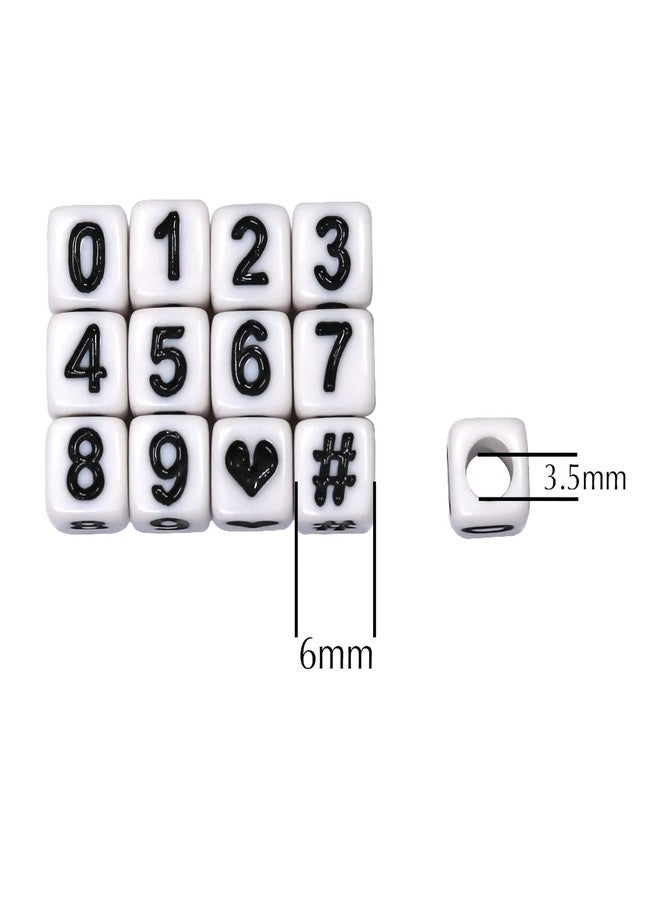 Melius 500Pcs Acrylic Number Beads for Jewelry Making, DIY Necklaces, Key Chains, Bracelets (6x6 Square, White) - Image 2