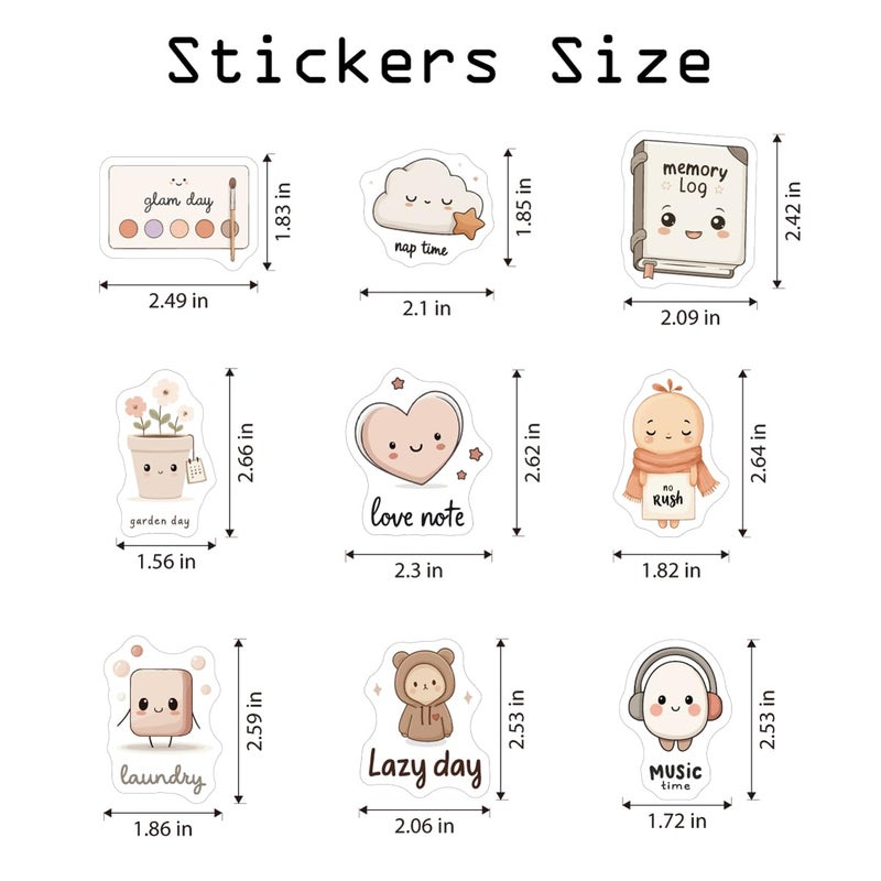 OBUJOPAL 250 Pcs Planner Stickers, Kawaii Cute Daily Life Self-Care Stickers for Calendar Notebook Diary Bullet Journal Scrapbook, 7 Sheets - Image 4