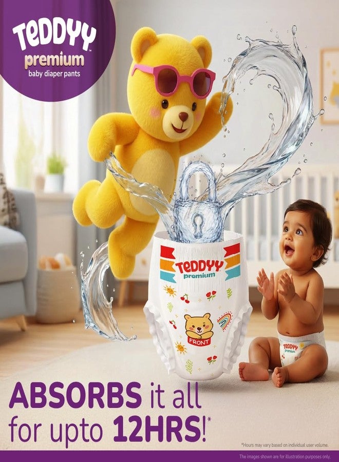 Teddyy Premium Baby Diaper L size, Pant Style | Large (9-14 kg), 32 Pants | Butter Soft Feel, Anti-Rash with Aloe Vera, 12 Hours Dryness Lock - Image 4