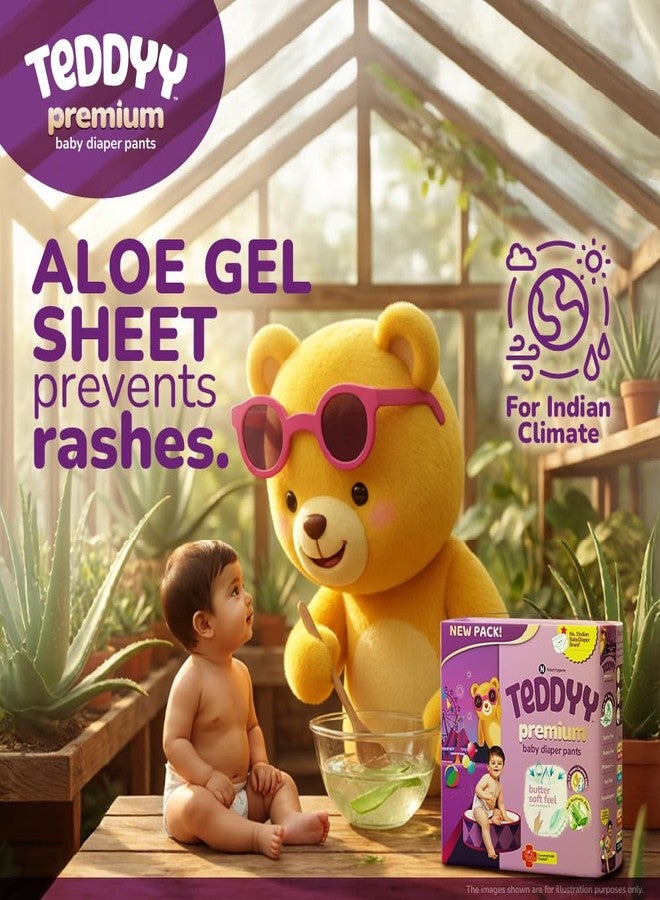 Teddyy Premium Baby Diaper L size, Pant Style | Large (9-14 kg), 32 Pants | Butter Soft Feel, Anti-Rash with Aloe Vera, 12 Hours Dryness Lock - Image 3