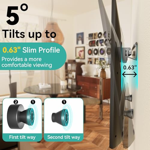 Auoace No Stud TV Wall Mount, 32 to 75-inch Drywall TV Bracket, Tilts Up to 5°, Low Profile Studless TVs Mount, Easy Install, Include All Hardware, Fit Most 40" 50" 55" 60" 65" 75" Smart TVs - Image 2