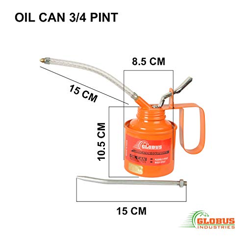 Globus 403 Steel Oil Can 3/4 Pint with Fix and Flexible Spout, Orange/Red - Image 2