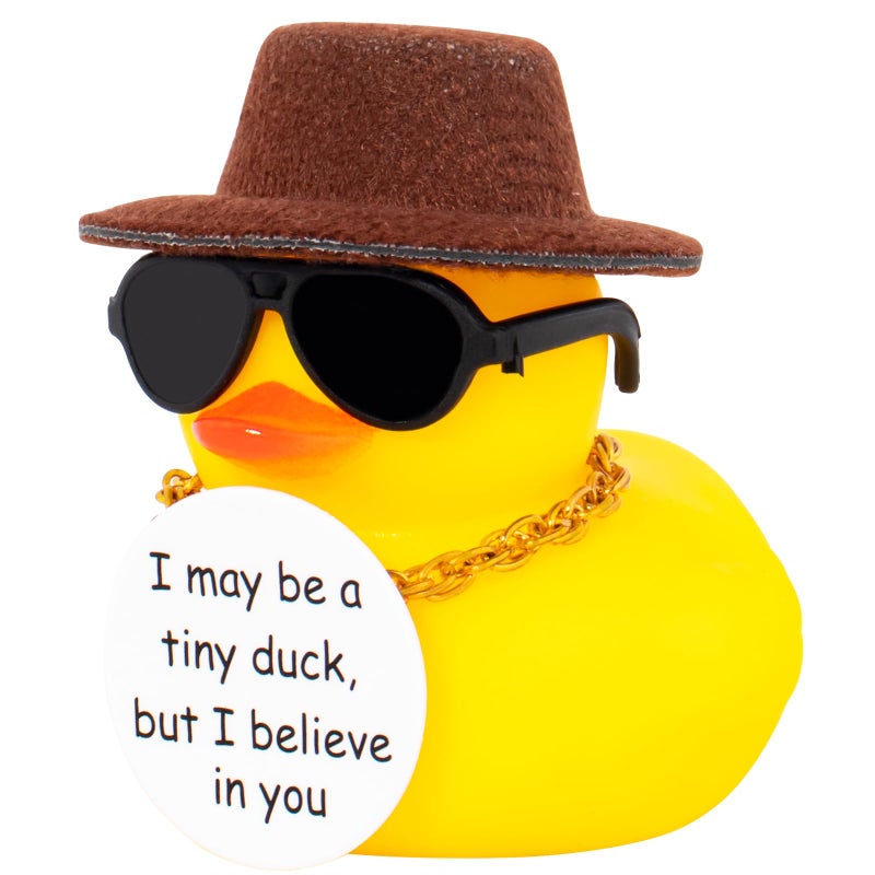 ديك رومي تشجيعي دعم زينة سيارة دمى مطاطية فكاهية تفكير إيجابي بطة مع بطاقة هدية إبداعية زينة لوحة القيادة لملحقات السيارة الرائعة سوداء