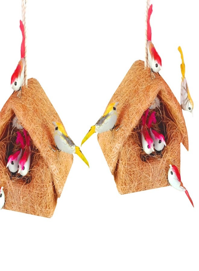 LIVEONCE Hang Bird House Set of 1 for Decoration -(6 Birds) with Multicolor - Image 2