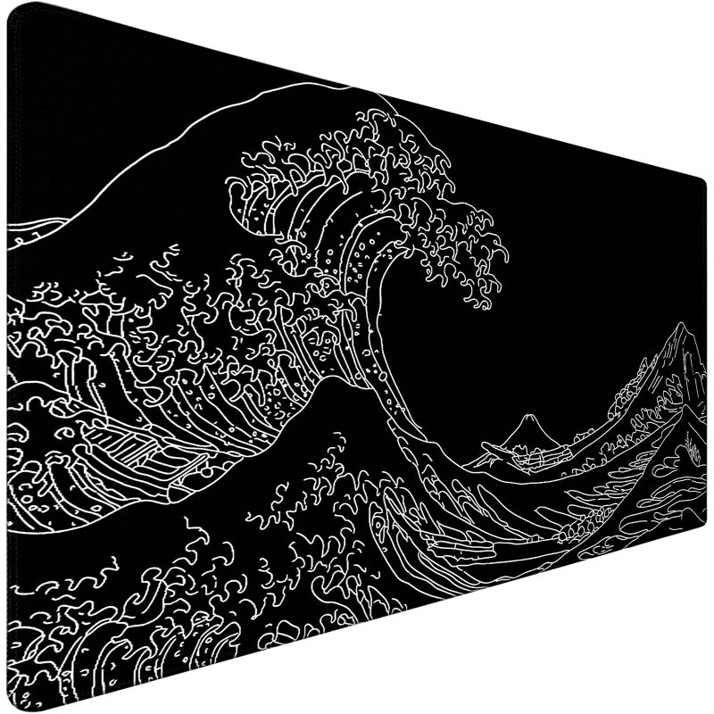 TEDNETGO Extra Large Mouse Pad, Gaming Mouse Pad, Waterproof Extra Large Mousepad with Stitched Edges, Non-Slip Base Keyboard Pad for Gamer, Office & Home, 31.5 x 15.8, Sea Wave - Image 1