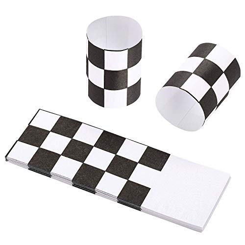 Gmark Paper Napkin Band Box of 500 Paper napkin rings self adhesive Black White Grid GM1110A