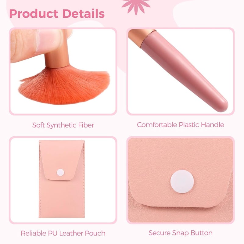 8-Piece Portable Makeup Brush Kit With Pouch, Synthetic Fiber Brushes For, Blush, Eye Makeup, Bridesmaid Gift - Image 4