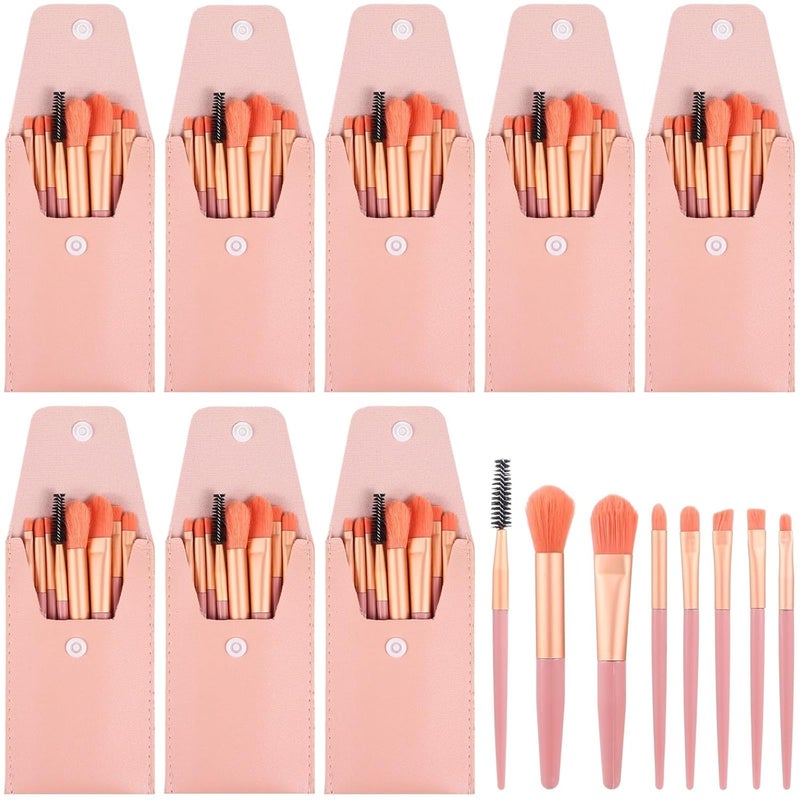 8-Piece Portable Makeup Brush Kit With Pouch, Synthetic Fiber Brushes For, Blush, Eye Makeup, Bridesmaid Gift - Image 3