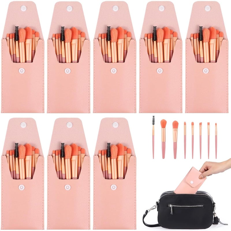 8-Piece Portable Makeup Brush Kit With Pouch, Synthetic Fiber Brushes For, Blush, Eye Makeup, Bridesmaid Gift - Image 1