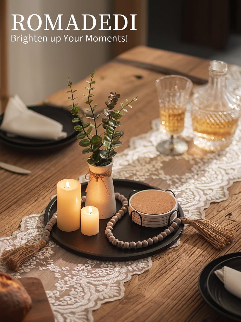 Romadedi Black Round Candle Tray: Metal Decorative Trays for Coffee Table Centerpiece Kitchen Bathroom Counter Modern Farmhouse Home Decor 11.8 Inches - Image 2