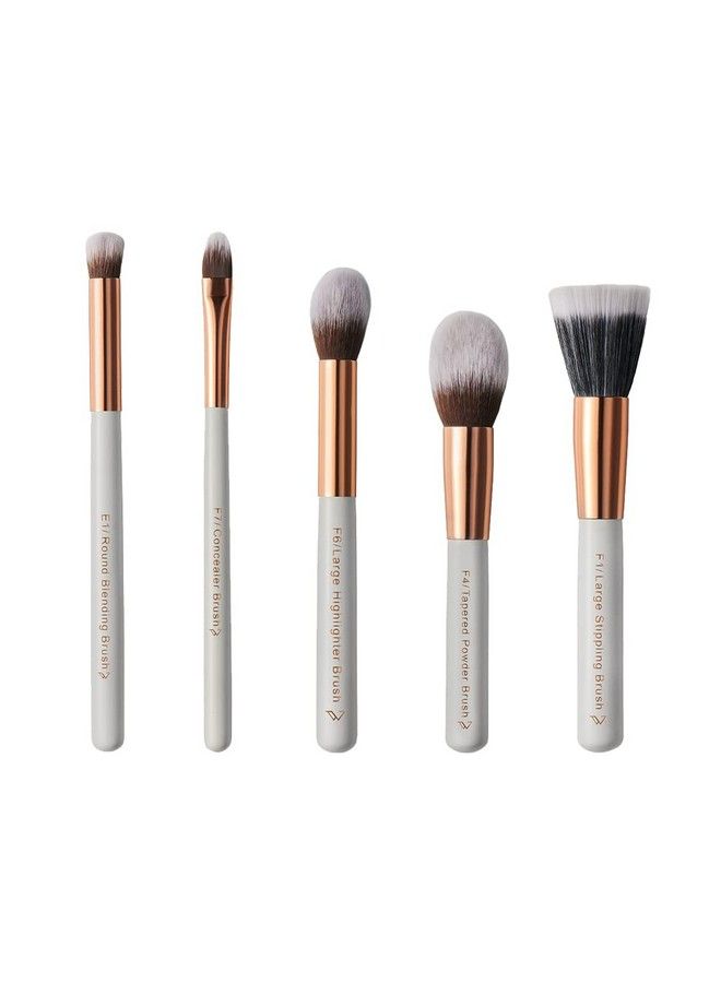 Pigment Play Flawless Base Brush Set 5Pc (Perfect For Foundation Contouring Highlighting Blush And Conceal ; Premium Synthetic Bristles) - Image 2