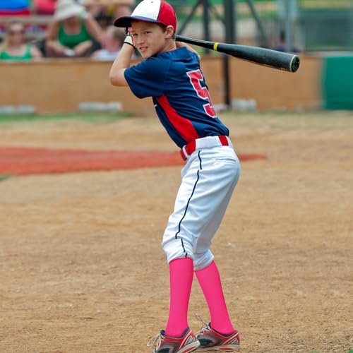 Haysandy 24 Pairs Soccer Socks Youth Football Softball Baseball Team Sock Bulk Unisex High Long Tube Sport SockRose Red - Image 3