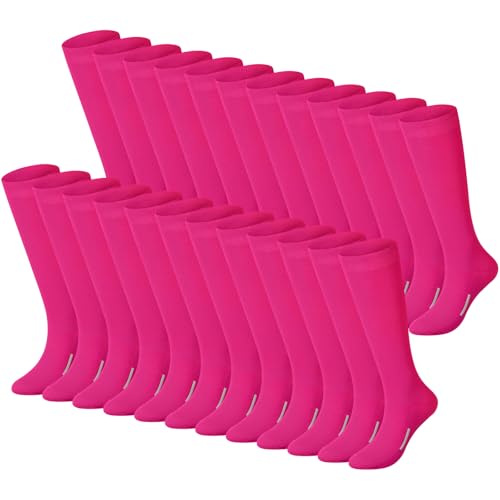 Haysandy 24 Pairs Soccer Socks Youth Football Softball Baseball Team Sock Bulk Unisex High Long Tube Sport SockRose Red - Image 1